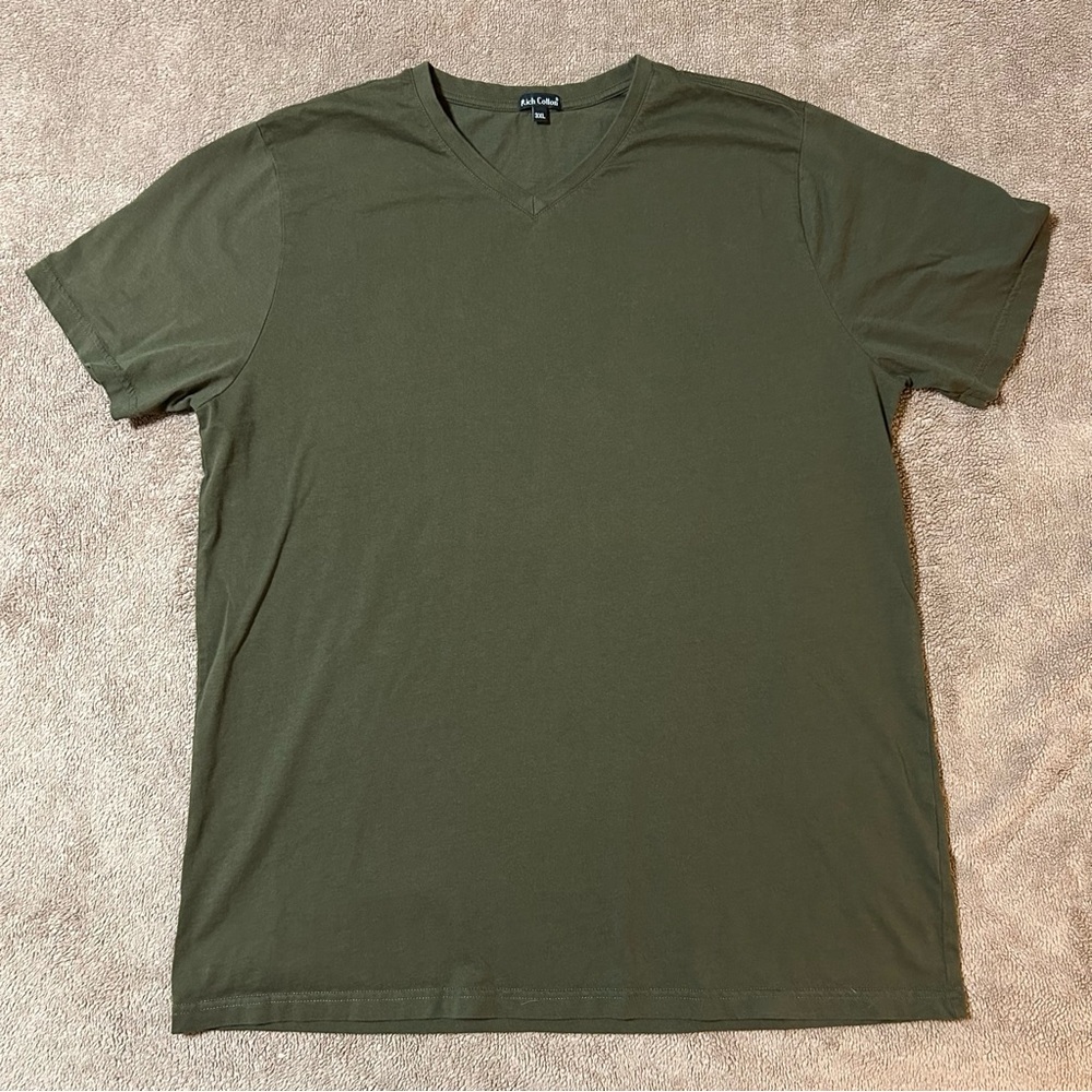 Rich Cotton 3XL Hunter Green V-Neck T-Shirt 100% Premium Cotton